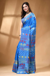 Sky blue multicolor ethnic handcrafted silk lambani embroidery saree vibrant blue saree adorned intricate 3