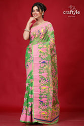 Slimy Green Bengal Jamdani Saree-Craftyle