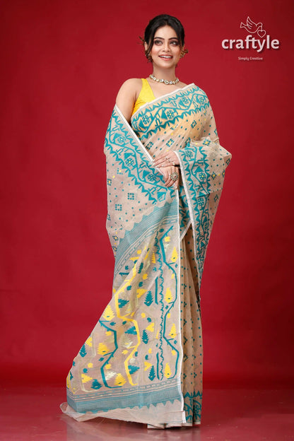 Soft amber elegant jamdani saree for women woman patterned saree 4