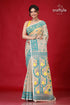 Soft amber elegant jamdani saree for women woman beige saree blue yellow 1