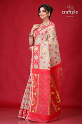 Soft Amber Handloom Jamdani Sari-Craftyle