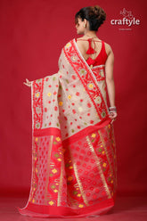 Soft Amber Handloom Jamdani Sari-Craftyle