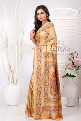 Sorrell Brown Kantha Embroidery Silk Saree - Craftyle