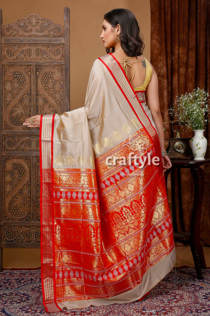 Stunning Sand Zari Border Bomkai Saree - Soft Silk for a Luxurious Look - Craftyle