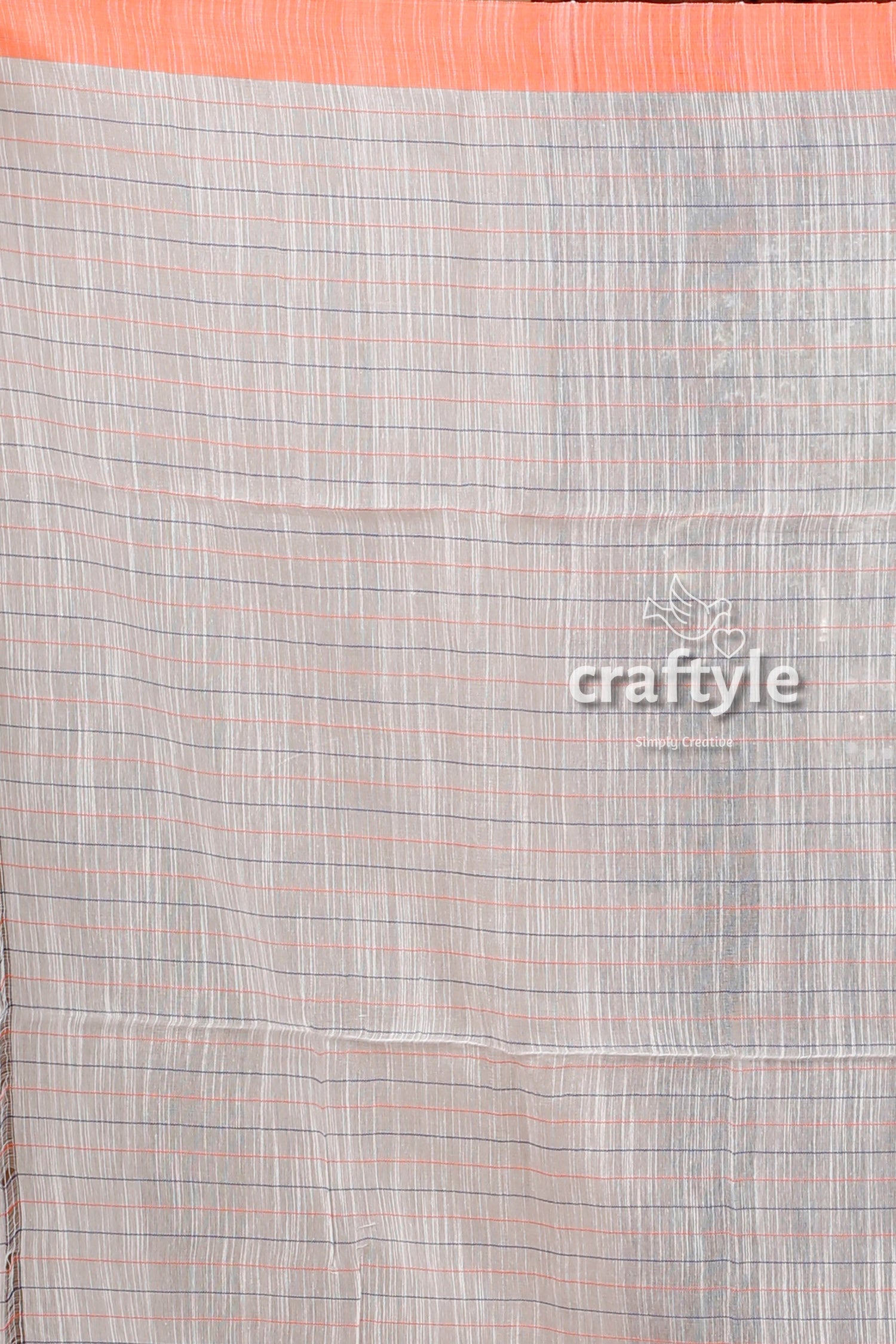 Stylish Paris White Handloom Cotton Saree with Delicate Stitching-Craftyle