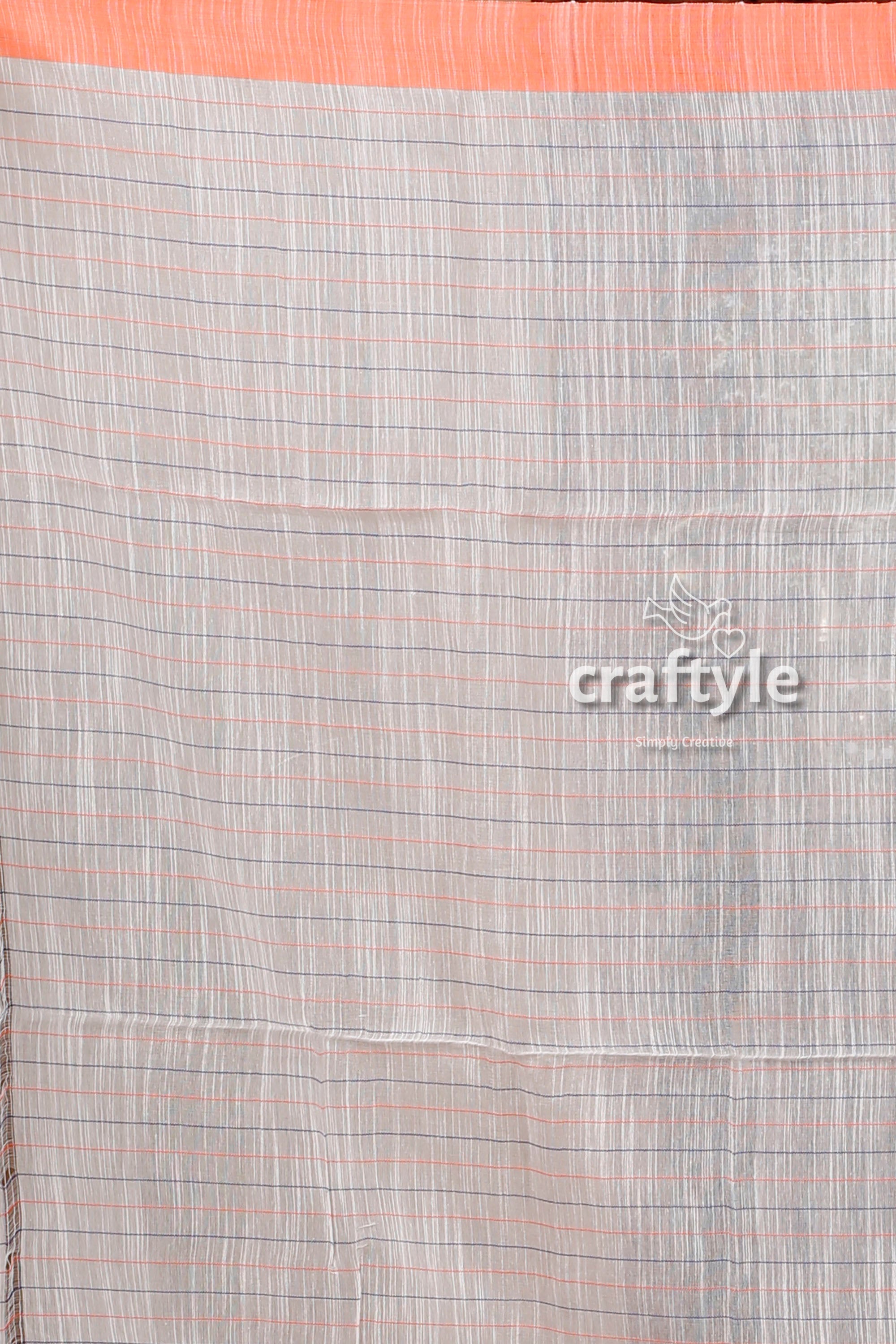 Stylish Paris White Handloom Cotton Saree with Delicate Stitching-Craftyle