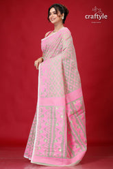 Summer Green Handloom Jamdani Sari-Craftyle