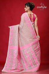 Summer Green Handloom Jamdani Sari-Craftyle