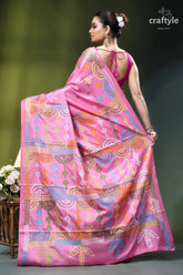 Super pink multi-thread silk gujrati stitch saree - elegant ethnic wear vibrant pink saree intricate multicolored 5
