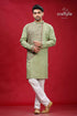 Swamp green kantha stitch cotton kurta for men light embroidered intricate 1
