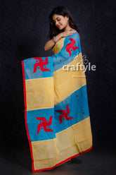 Swastik Design Applique Work Pure Cotton Saree-Craftyle