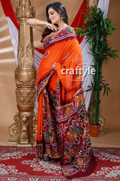 Timeless Hand Batik Cotton Saree-Craftyle