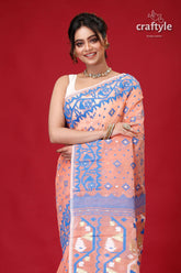 Tonys Pink Exclusive Handloom Jamdani Sari-Craftyle
