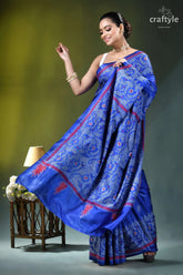Tory blue jamdani design handmade silk kantha saree vibrant royal blue saree intricate 4