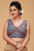 Traditional pure cotton ajrakh blouse in queen blue woman blue floral print sleeveless 1