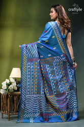 True blue dual-tone gujrati stitch silk saree with mirror detailing vibrant blue silk saree adorned 6