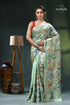 Turquoise green bird motif bengal heritage silk kantha saree mint green saree floral bird 1