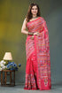 Valentine red multi-thread ethnic design silk kantha saree vibrant pink saree adorned intricate 1