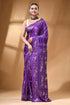Violet multicolor nature theme silk kantha work saree vibrant purple silk saree adorned 1