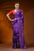 Violet silk kantha stitch saree with butterfly floral nature motif 1
