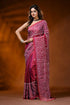 Vivid burgundy silk gujrati stitch saree with handmade mirror ethnic design 1