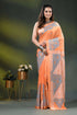 Vivid tangerine kutch embroidery silk saree with multicolor thread 1