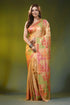 Warm peach kutch work saree with multi-thread hand embroidery 1