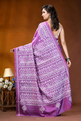 Warm purple kutch embroidery silk saree with ethnic design vibrant purple saree intricate white 5