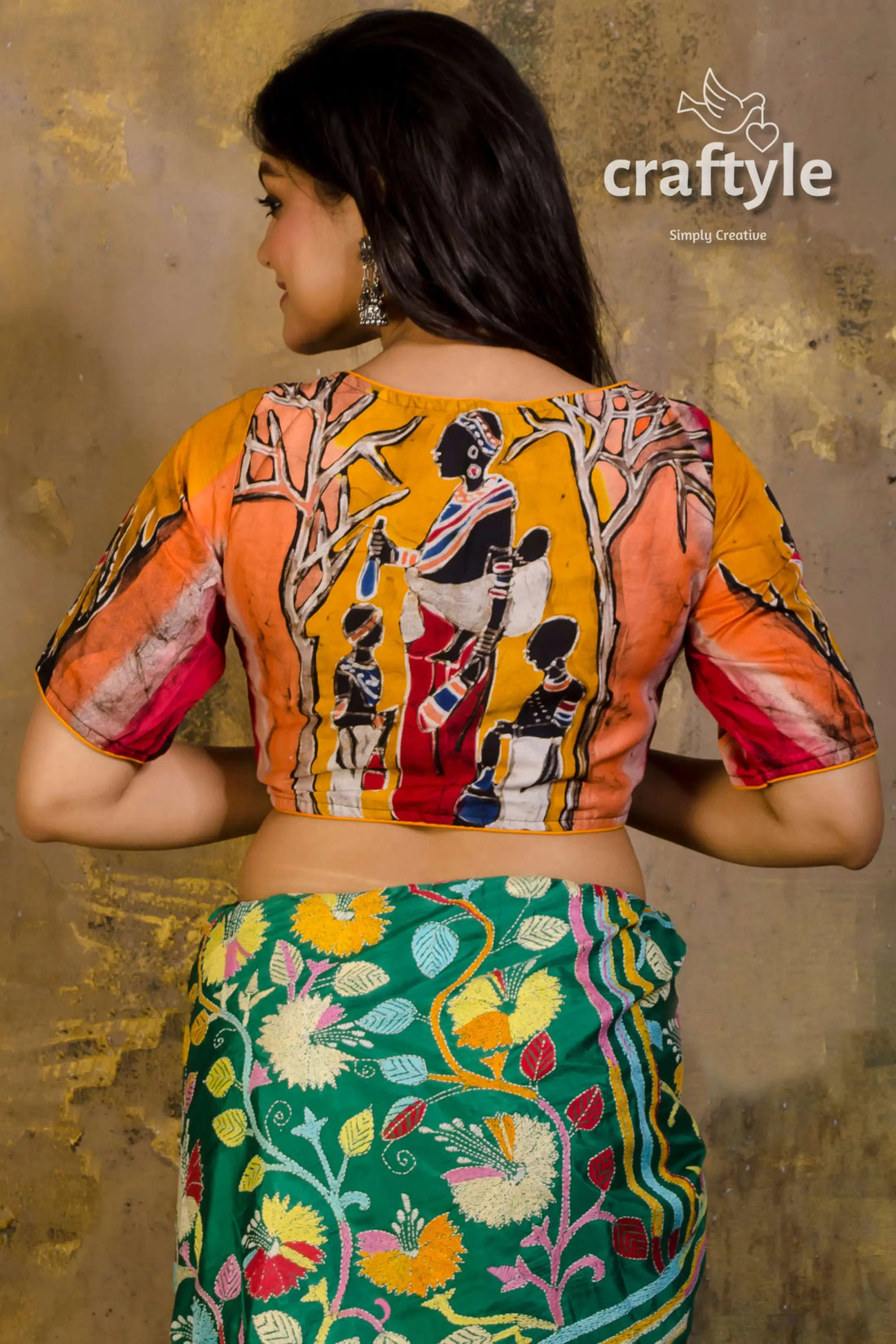 Wax batik pure cotton blouse hand-painted blouse tribal art 2