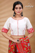 White & Red Batik Work Designer Cotton Blouse - Craftyle