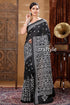 White Thread Work Onyx Black Elegant Silk Kantha Saree-Craftyle