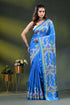 Windows blue silk kutch embroidery saree with multicolor ethnic design 1
