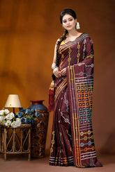 Wine berry ethnic motif handcrafted silk gujrati stitch saree maroon silk saree adorned intricate 7
