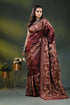 Wine berry floral design hand embroidered silk kantha stitch saree 1
