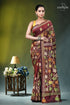 Wine berry lotus design hand kantha embroidery silk saree maroon silk saree adorned intricate 1
