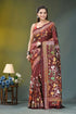 Wine hibiscus flower pattern hand embroidered silk kantha saree maroon silk saree adorned intricate 1