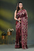 Wine multi-thread handcrafted kutch work silk saree with paisley motifs 1