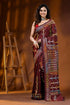 Wine multi-thread kutch embroidered silk saree with mirror detailing 1