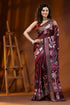 Wine nature theme hand embroidered kantha stitch silk saree 1