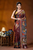 Wine paisley motif multicolor hand embroidered kantha silk saree maroon silk saree intricate multicolored 1