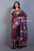 Wine Purple Exclusive Kantha Stitch Blended Bangalore Silk Saree-Craftyle