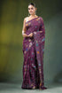 Wine purple floral motif handcrafted silk kantha saree rich adorned 1