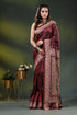 Wine silk kantha stitch saree with hand embroidered ethnic design 1