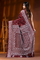 Wine silk kutch embroidery saree with handcrafted ethnic design 6