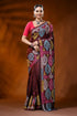 Wine silk kutch work saree with multicolor paisley ethnic design 1