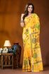 Yellow circular motif handmade gujrati stitch silk saree vibrant yellow saree adorned intricate 1