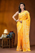 Yellow geometric motif handcrafted silk kutch work saree vibrant yellow saree intricate white 1