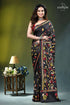 Zade black multi-thread floral design silk kantha stitch saree black silk saree intricate floral 1