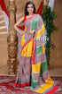 Zigzag Design Multicolor Hand Block Pure Cotton Saree-Craftyle